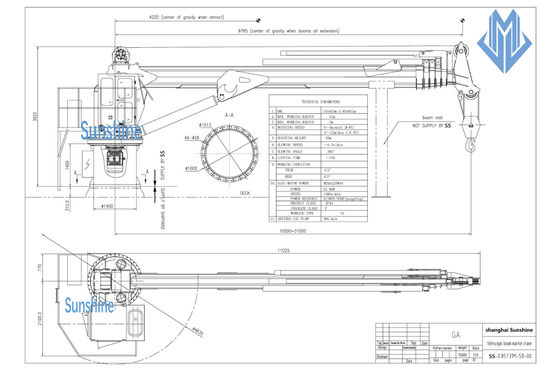 embarcação telescópica hidráulica elétrica do nPurpose de Marine Crane For Multi do crescimento de 1t30m
