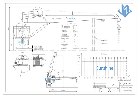 embarcação da finalidade de Marine Crane For Cargo Handling On do crescimento duro de 10t15m multi