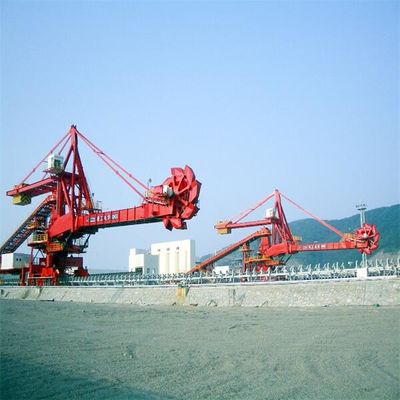 Sistema do empilhador e do Reclaimer da roda da cubeta para o curral longitudinal