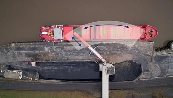 Transporte telescópico radial móvel do empilhador no porto para a carga material do navio da maioria